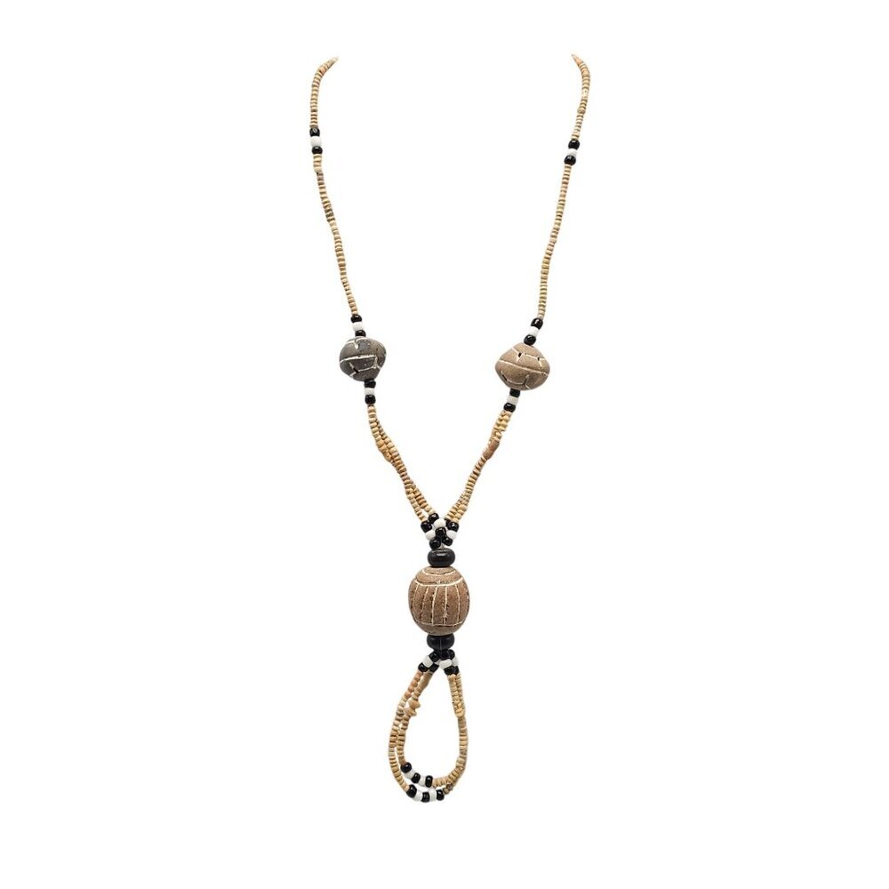 Handcrafted Tribal Beaded Necklace With Unique Stone Accents